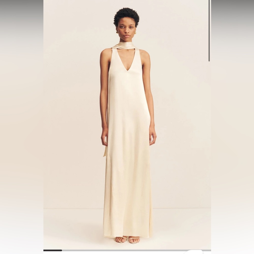 Shona Joy La Lune Scarf Panelled Maxi Dress - Cream